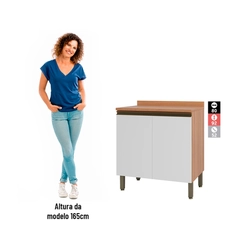 Balcão 80cm Telasul 2 Portas Macadâmia 914101-01 Freijó/Branco