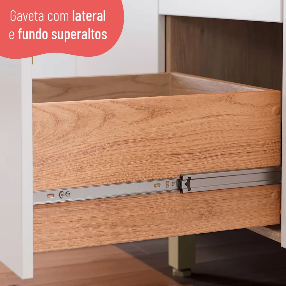 Balcão 120CM Telasul 2 Portas Macadâmia 914102-01 Freijo/Branco