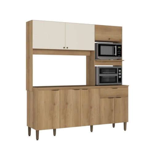 Cozinha Compacta THB Flórida 7 Portas e 1 Gaveta KCF102 Capuccino/Off White