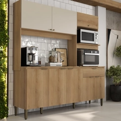 Cozinha Compacta THB Flórida 7 Portas e 1 Gaveta KCF102 Capuccino/Off White
