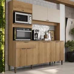 Cozinha Compacta THB Flórida 7 Portas e 1 Gaveta KCF102 Capuccino/Off White
