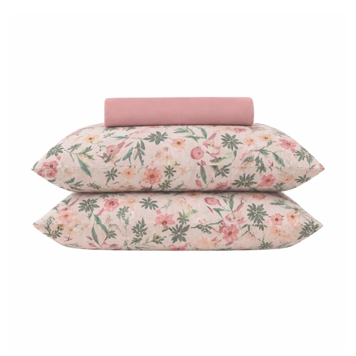 Jogo de Lençol 3 Peças Queen Size Altenburg Estampado Rosa
