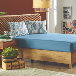 Jogo de Lençol 3 Peças Queen Size Altenburg Brisa Estampado Azul
