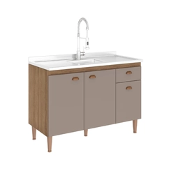 Balcão 120cm Fellicci 3 Portas Marti 1800 Mel/Fendi