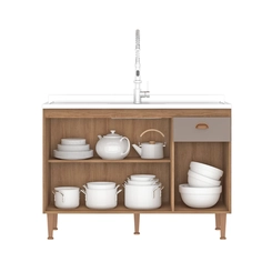 Balcão 120cm Fellicci 3 Portas Marti 1800 Mel/Fendi