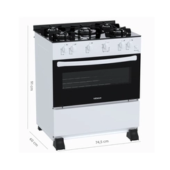Fogão 5 Bocas Mesa de Vidro Venax Bivolt Branco