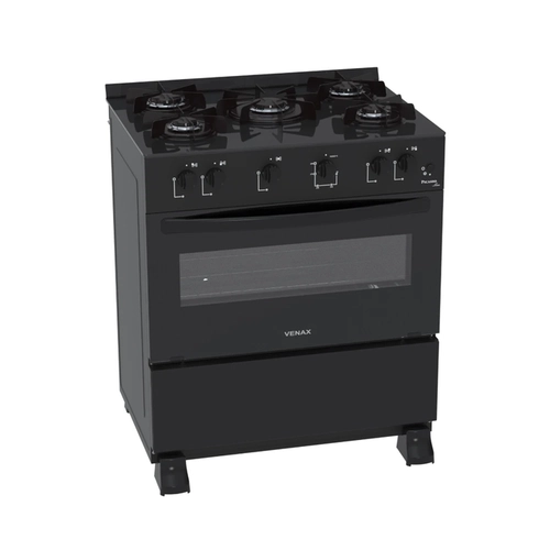 Fogão 5 Bocas Mesa de Vidro Venax Bivolt Preto