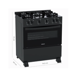 Fogão 5 Bocas Mesa de Vidro Venax Bivolt Preto