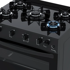 Fogão 5 Bocas Mesa de Vidro Venax Bivolt Preto