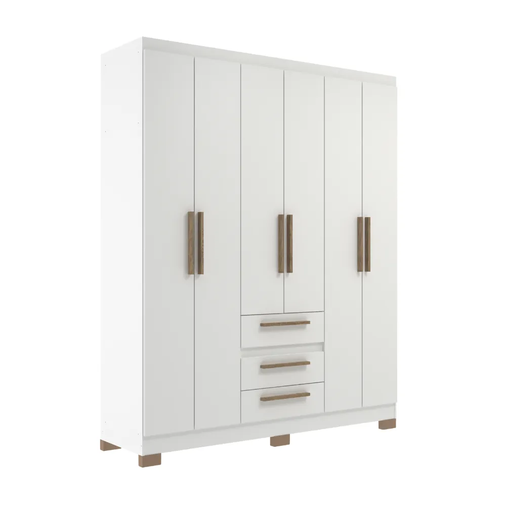 Guarda-Roupa 6 Portas Decibal RP3636.0005 3 Gavetas Branco