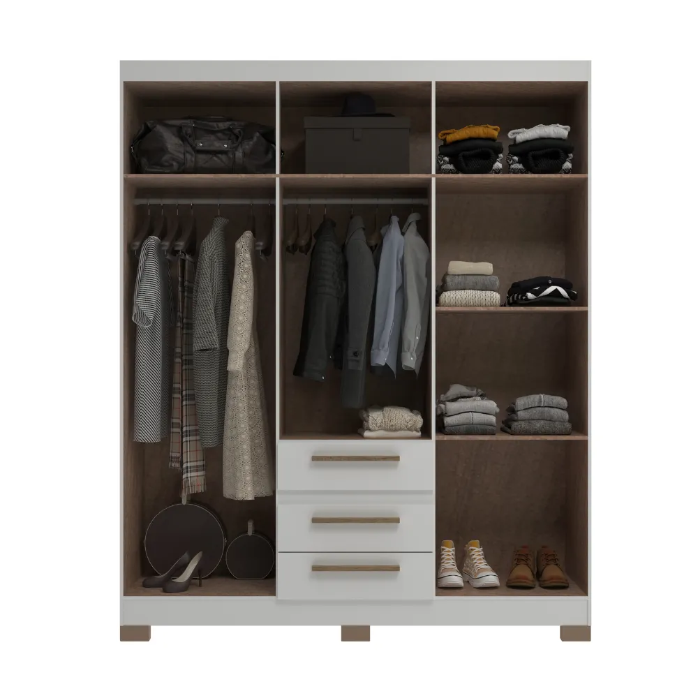 Guarda-Roupa 6 Portas Decibal RP3636.0005 3 Gavetas Branco