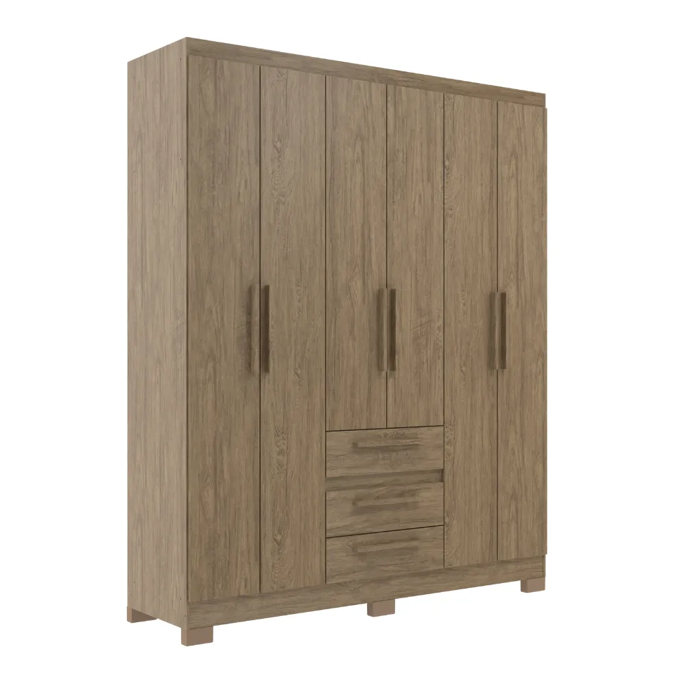 Guarda-Roupa 6 Portas Decibal RP3636.0001 3 Gavetas Wood