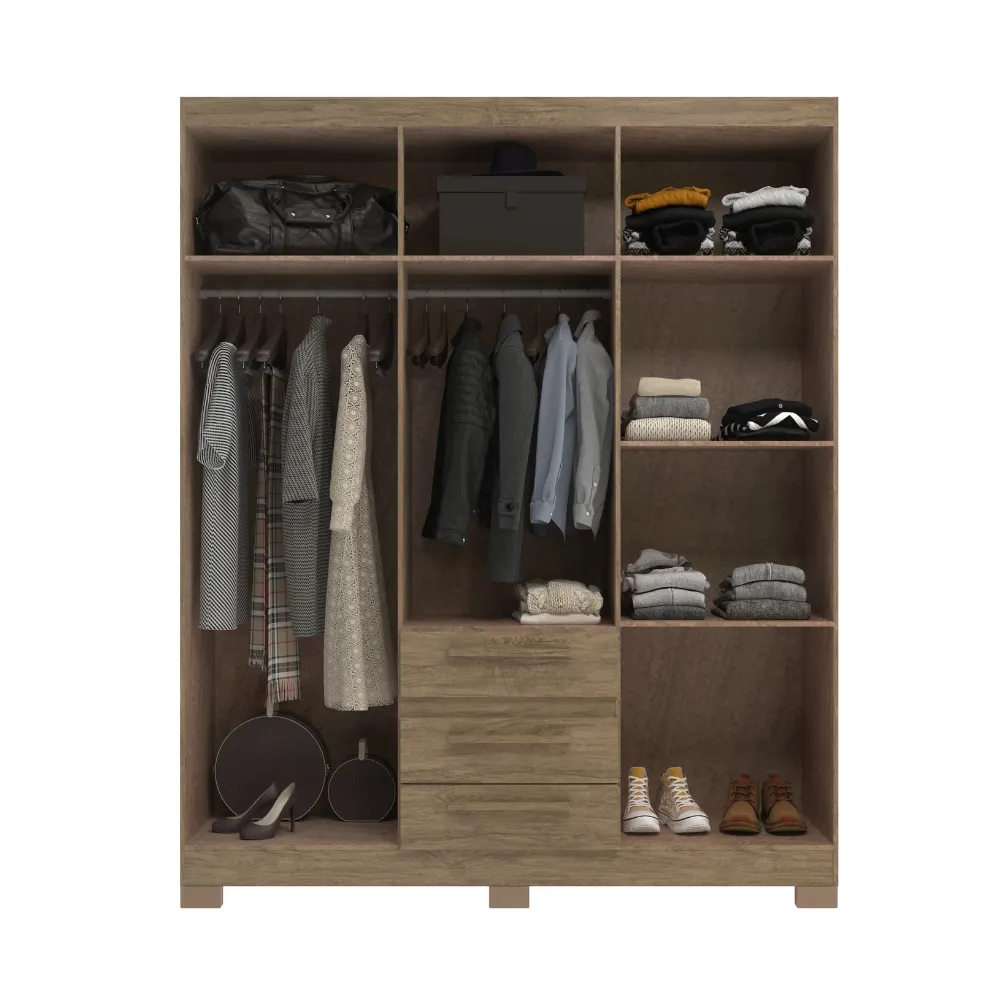 Guarda-Roupa 6 Portas Decibal RP3636.0001 3 Gavetas Wood