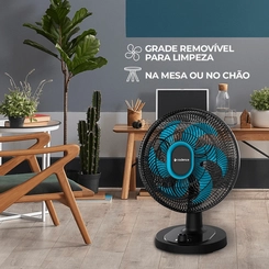 Ventilador de Mesa com 6 Pás 40cm 140W Cadence VTR420 Preto/Azul