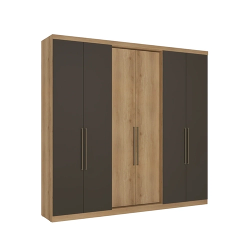 Guarda-Roupa 6 Portas THB Passione Ultra 5833 4 Gavetas Internas Capuccino/Cacau SE