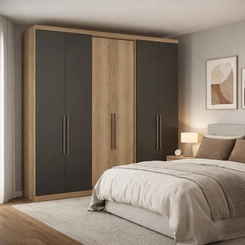 Guarda-Roupa 6 Portas THB Passione Ultra 5833 4 Gavetas Internas Capuccino/Cacau SE
