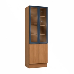 Cristaleira Kappesberg Ciela 4 Portas com Vidro R631 Canela/Azul Profundo