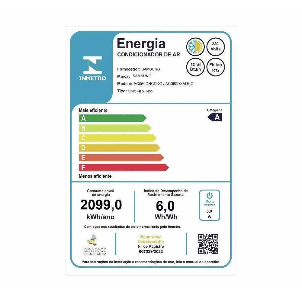 Ar Condicionado Teto Inverter Samsung 53000 BTUs Quente e Frio 220V