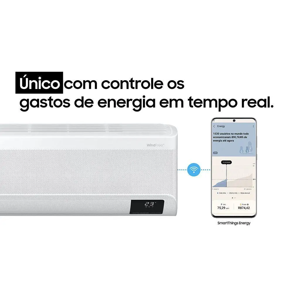 Ar Condicionado Split Inverter Samsung WindFree Connect 18000 BTUS Frio 220V AR18CVFAAWKNAZ