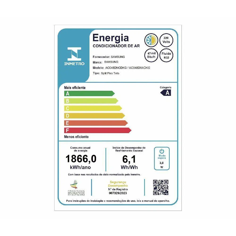 Ar Condicionado Split Piso Teto Samsung 47000 BTUS Quente e Frio Inverter 220V AC048DXADKG