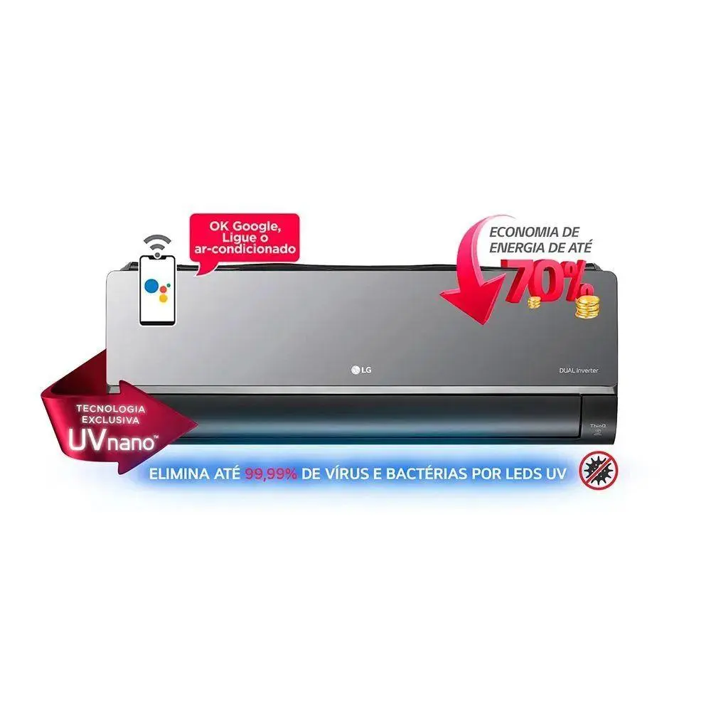 Ar Condicionado LG Dual Inverter ArtCool UVnano 18000 BTUs 220V Quente e Frio S4-W18KLRXC