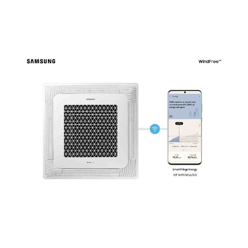 Ar Condicionado Cassete Inverter Samsung WindFree 18000 BTUS Quente/ Frio 220V