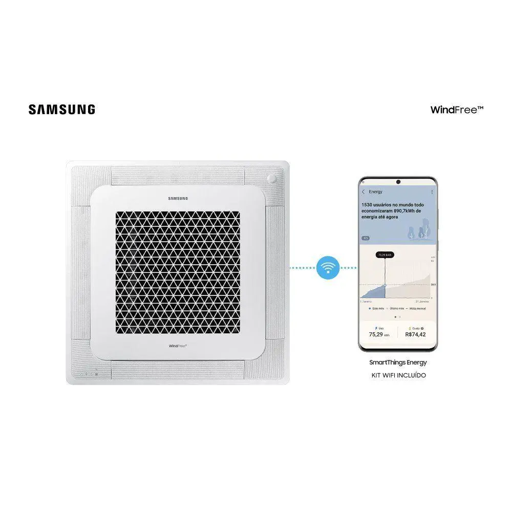 Ar Condicionado Cassete Inverter Samsung WindFree 24000 BTUS Quente e Frio 220V