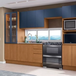 Aéreo 120cm Kappesberg Ciela 3 Portas R646 Canela/Azul Profundo
