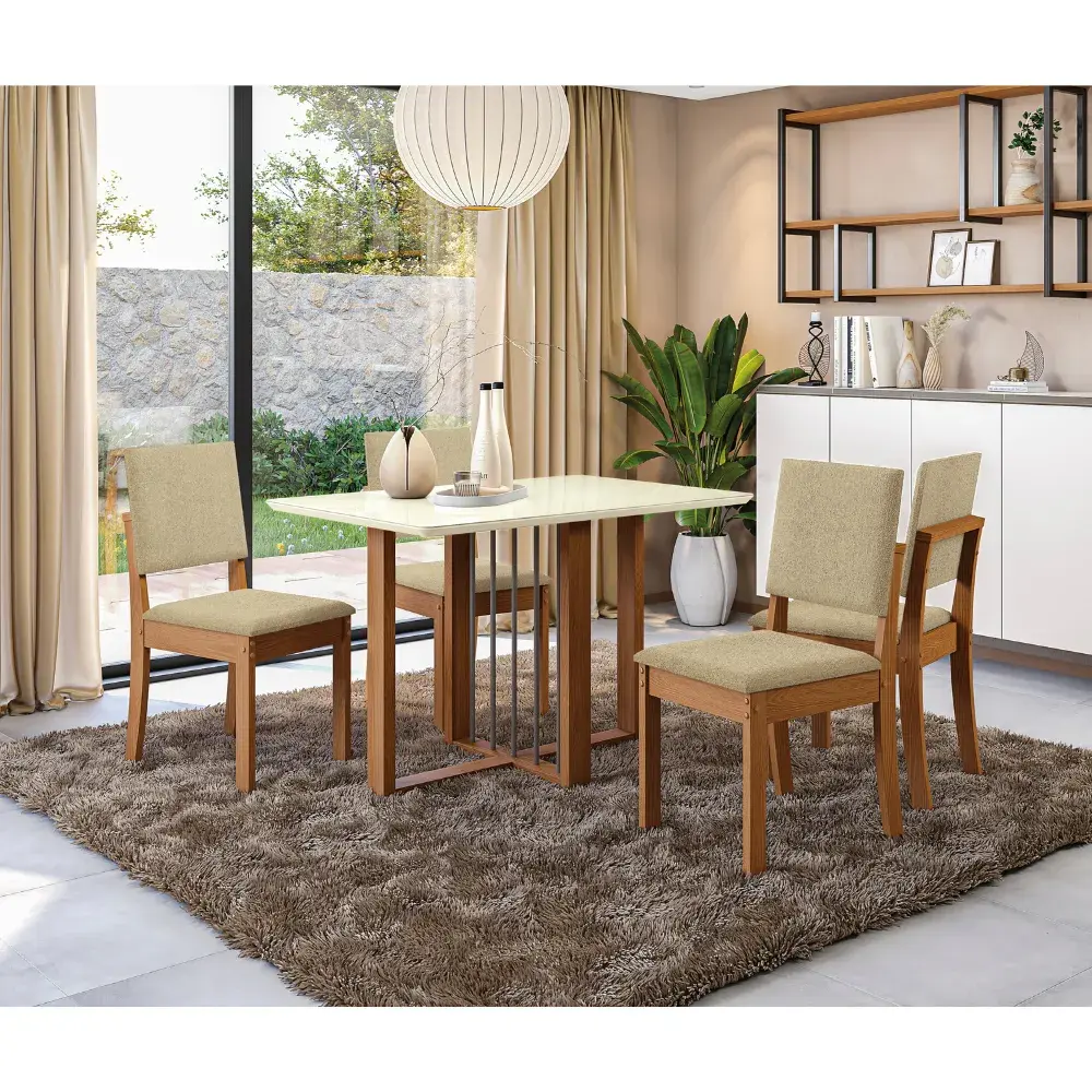 Mesa de Jantar com 4 Lugares Kappesberg Citronela 120CM CSJ1524 Canela/Off White