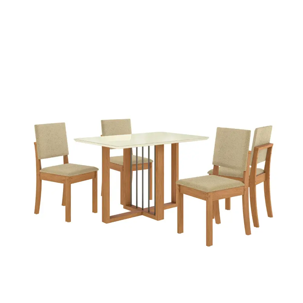 Mesa de Jantar com 4 Lugares Kappesberg Citronela 120CM CSJ1524 Canela/Off White