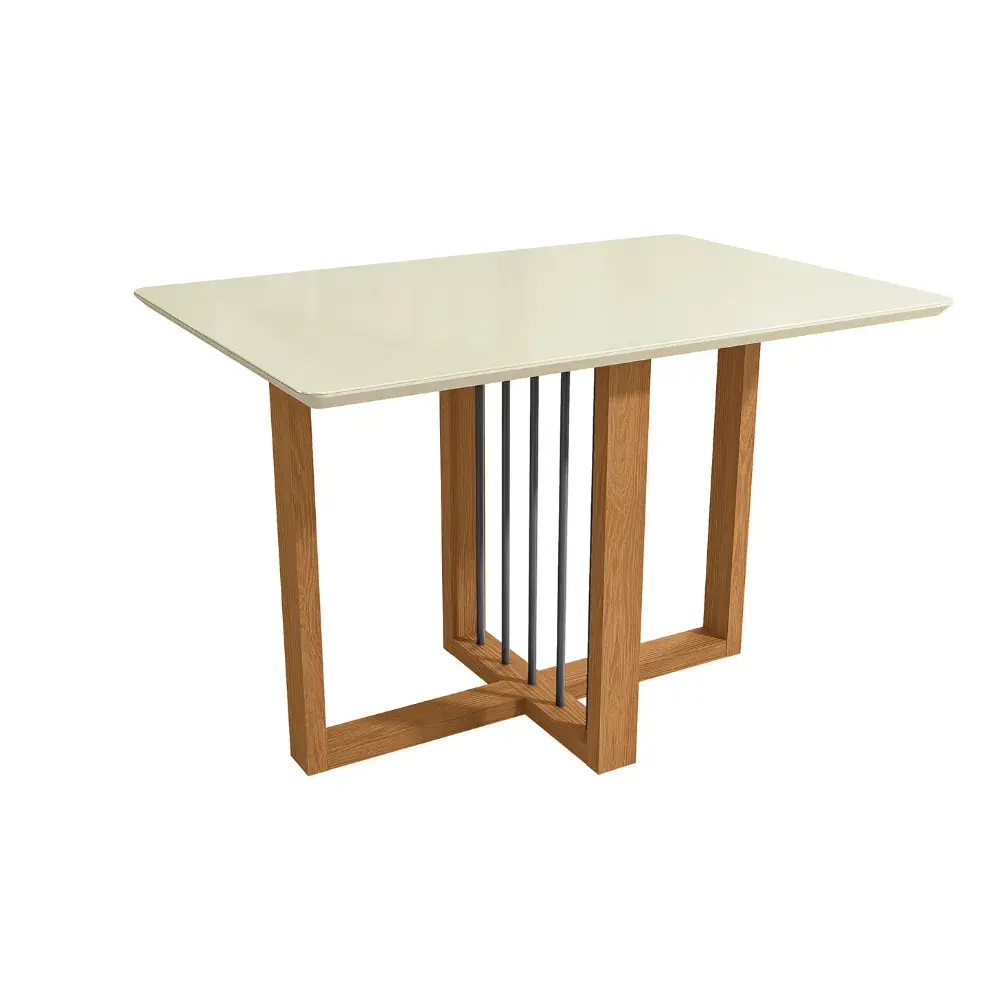 Mesa de Jantar com 4 Lugares Kappesberg Citronela 120CM CSJ1524 Canela/Off White