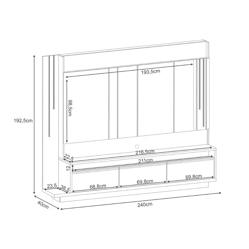 Home para TV até 75" HB Montane 2 Portas 1 Gaveta 4262 Off White/Cinamomo