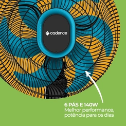 Ventilador de Coluna com 6 Pás 140W Cadence VTR830 Preto e Azul