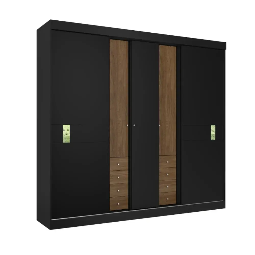 Guarda-Roupa 5 Portas THB Sognare 5812 Preto/Carvalho