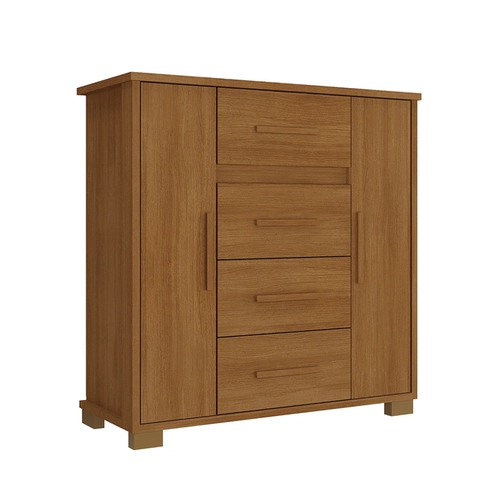 Cômoda Rodial Kyra 4 Gavetas 2 Portas Cinamomo