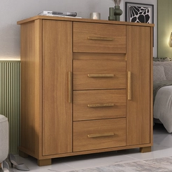 Cômoda Rodial Kyra 4 Gavetas 2 Portas Cinamomo