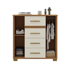 Cômoda Rodial Kyra 4 Gavetas 2 Portas Cinamomo/Off White
