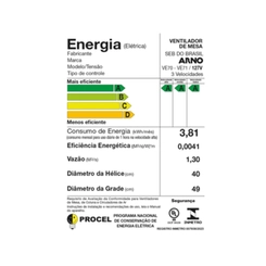 Ventilador de Mesa 7 Pás 40cm 150W Arno X-Treme VE70 Preto