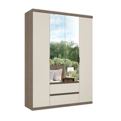 Guarda-Roupa 4 Portas THB Nobre Glass 5898 Rústico/Off White SE