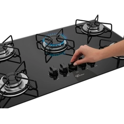 Cooktop 5 Bocas Mesa de Vidro Fischer Fit Line 36360 Preto Bivolt