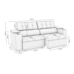 Sofá Retrátil 260cm 4 Lugares Kappesberg Otto S200-2-A033 Marrom
