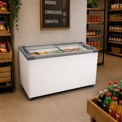Freezer Horizontal Expositor 2 Portas de Vidro 388L Metalfrio NF40S Branco